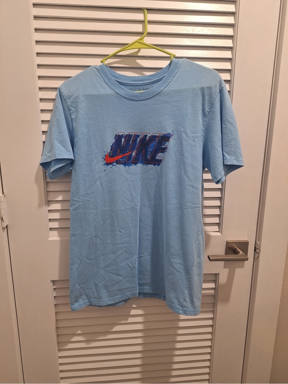 Nike Light Blue Short-Sleeve Tee with Blue Logo and Orange Swoosh